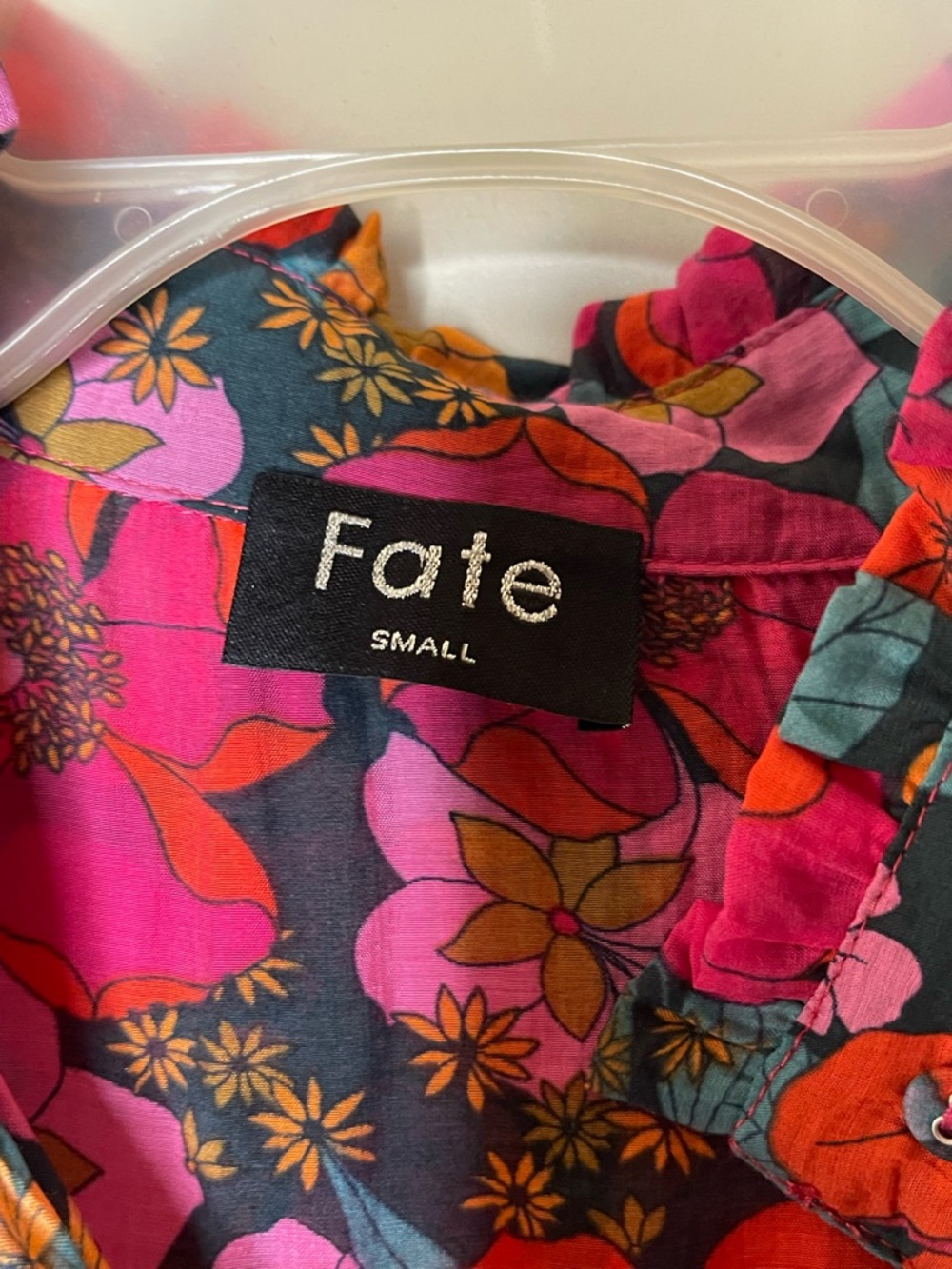 Fate Full Bloom Floral Print Tie Waist Ruffle Dress Sz S - Picture 5 of 5
